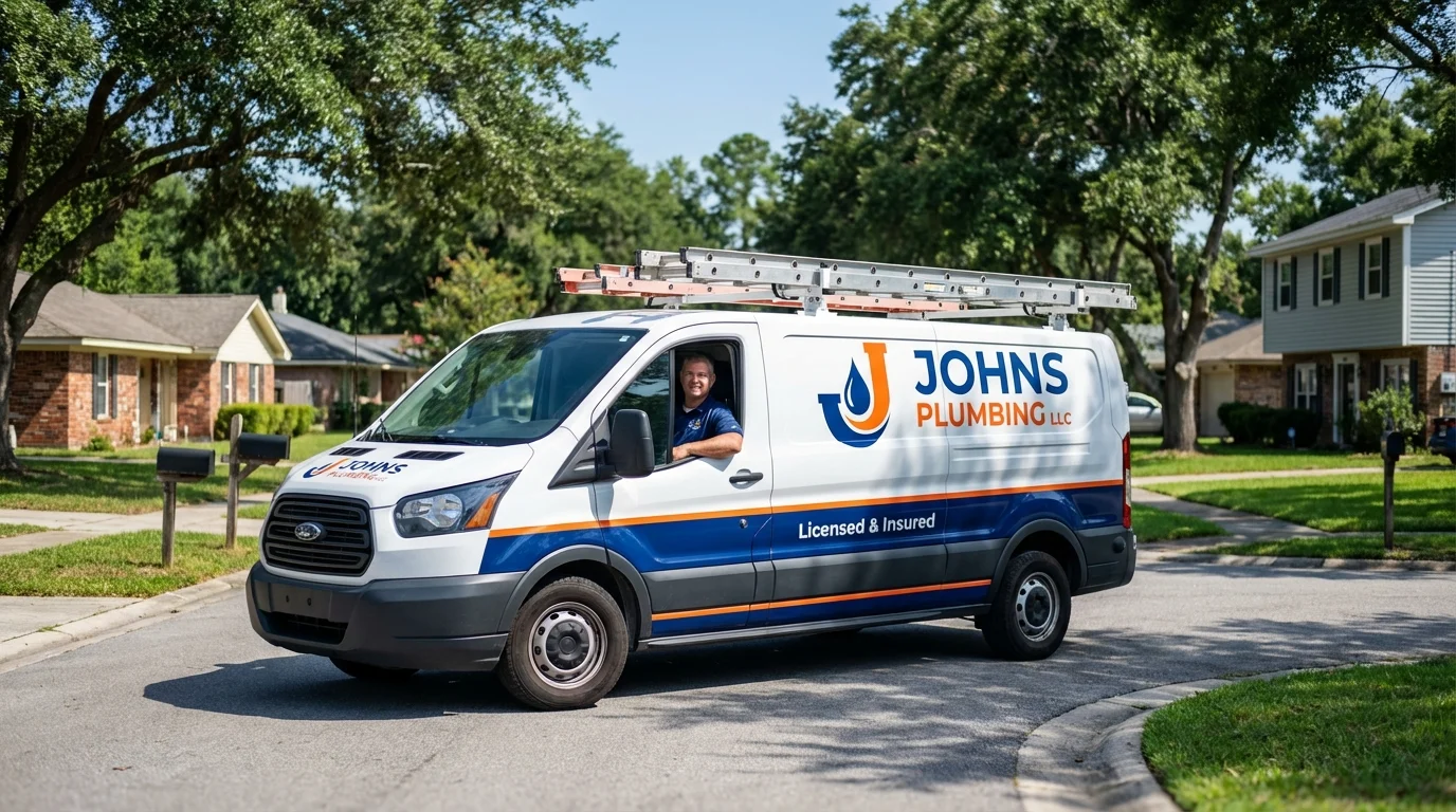 Johns Plumbing LLC service van in Grove City, PA
