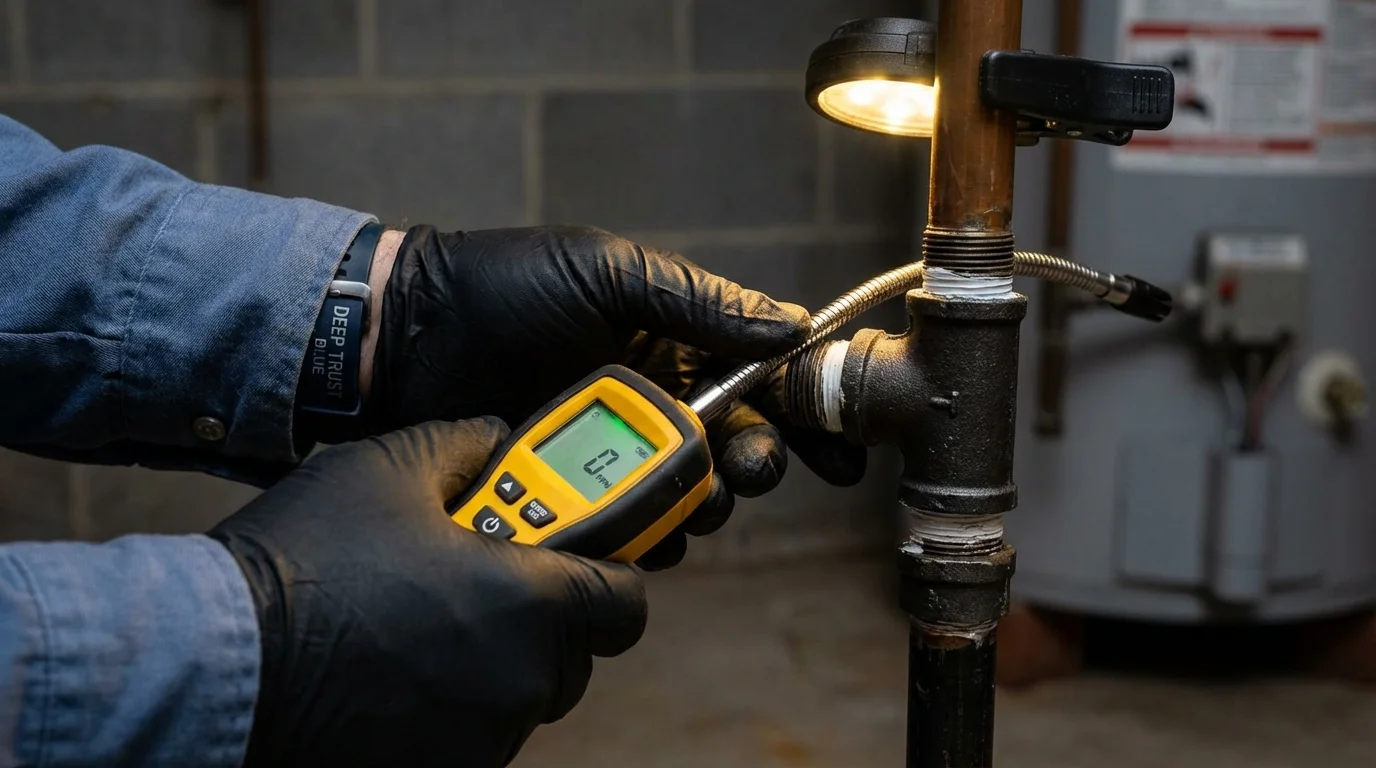 Gas leak detection with electronic sniffer by Johns Plumbing LLC in Grove City